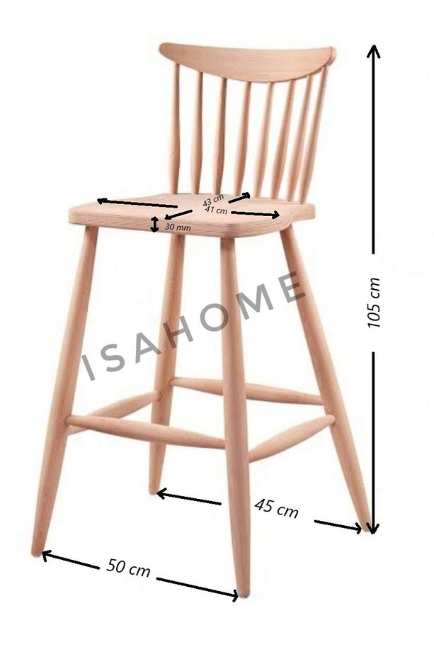 Kırlangıç Yıldız Bar Sandalye Ham Ahşap 2 ADET - 1