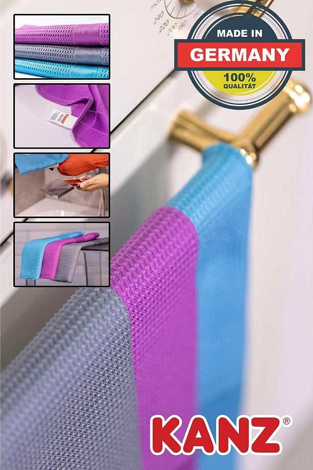 3'lü Mikrofiber Temizlik Bezi Alman Markası Microfiber Bez Mutfak Bezi Cam Bezi Araba Bezi - 3