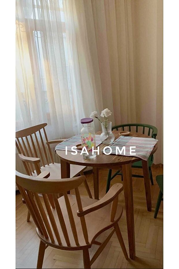 Kırlangıç Kollu Yıldız Sandalye Ham Ahşap Model 2 Adet - 3