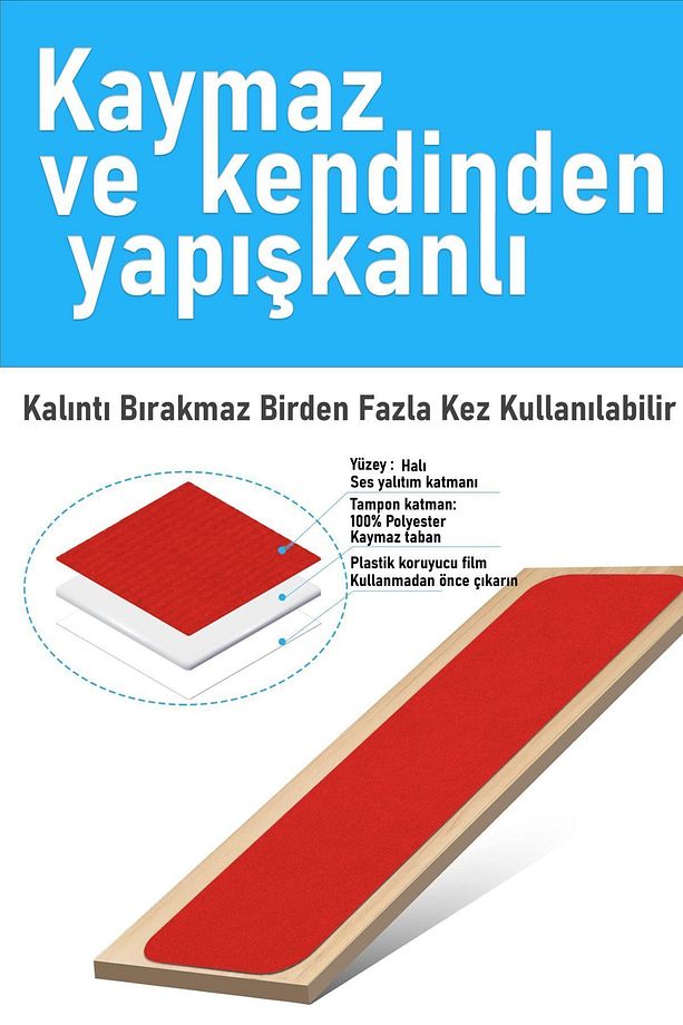 Halifleks Yapışkan Tabanlı Merdiven Basamak Paspası Rip Halı Kaymaz Tabanlı / Adet Olarak Satılır - 2