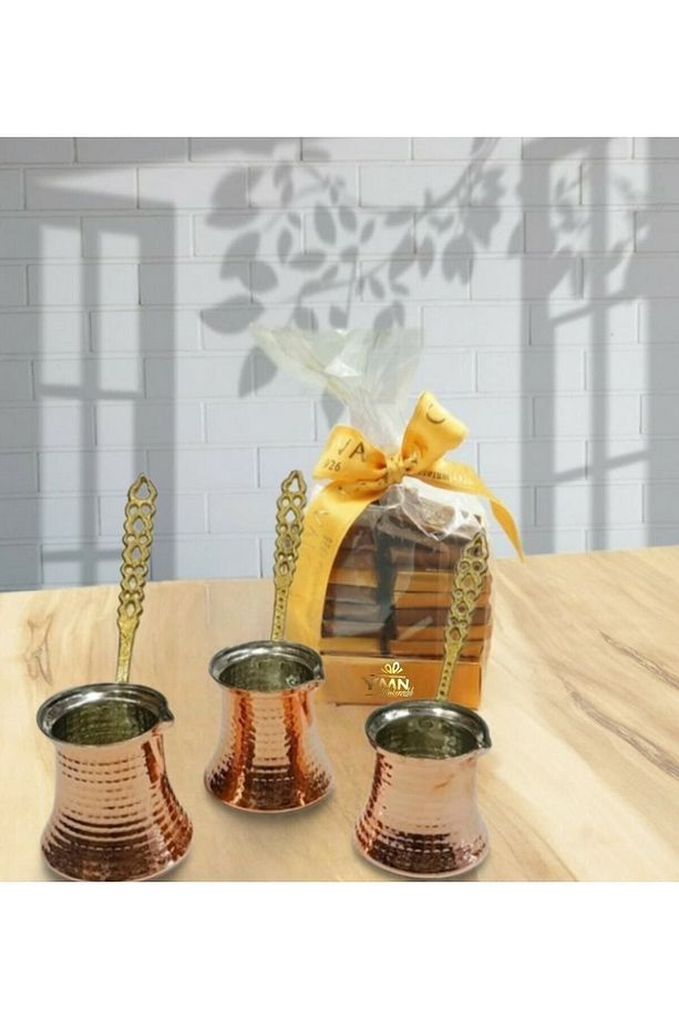 Cooker Türkmen Bakır Cezve Seti - 3 Lü Set - 1