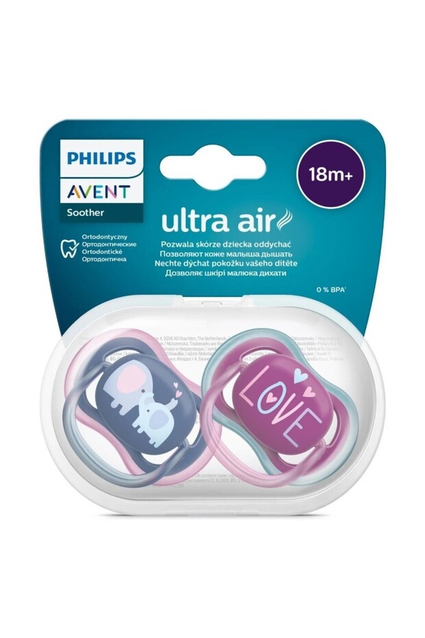 Ultra Air Pacifier +18 Months Set of 2 Girls Scf349/22