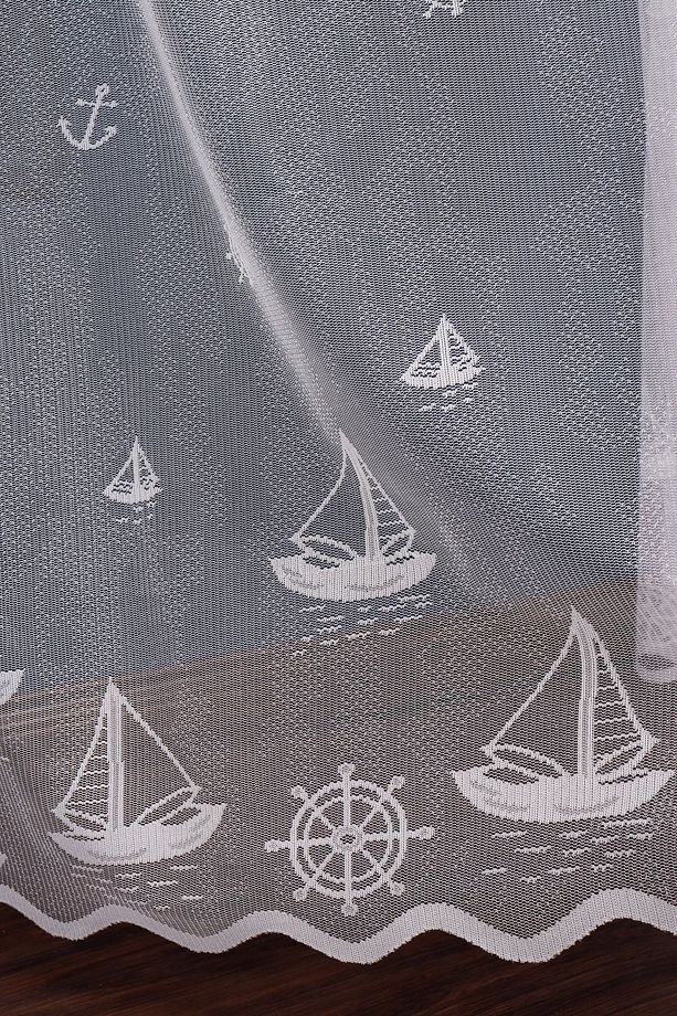 Yelkenli Çapa Desen Örme Tül Perde, 300x260cm, 1/2,5 Normal Pile, Elısıon01641 - 4