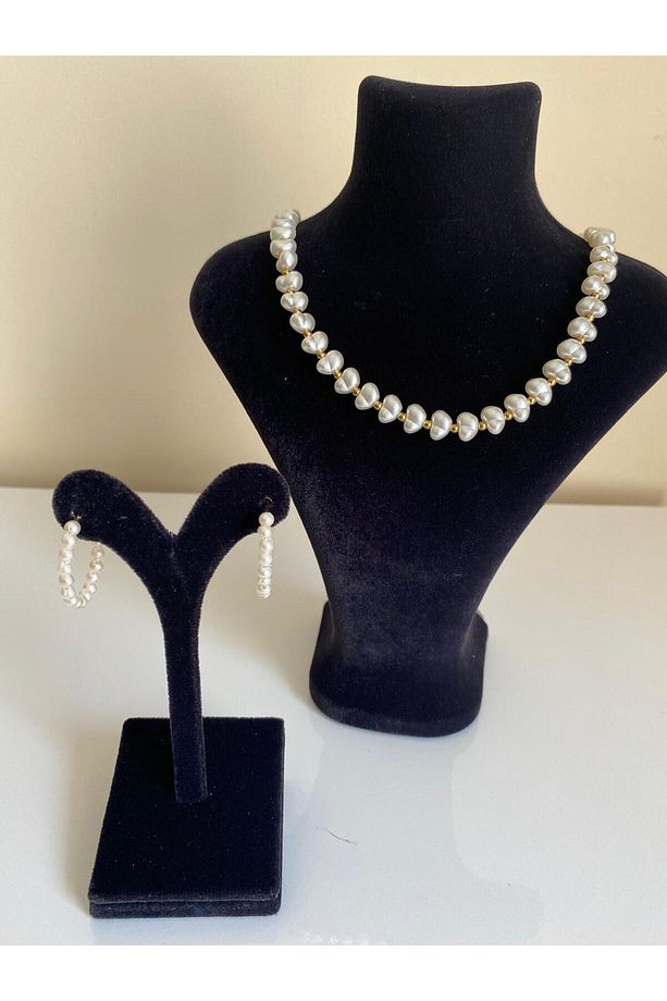 İNCİ KOLYE KÜPE SET - 1