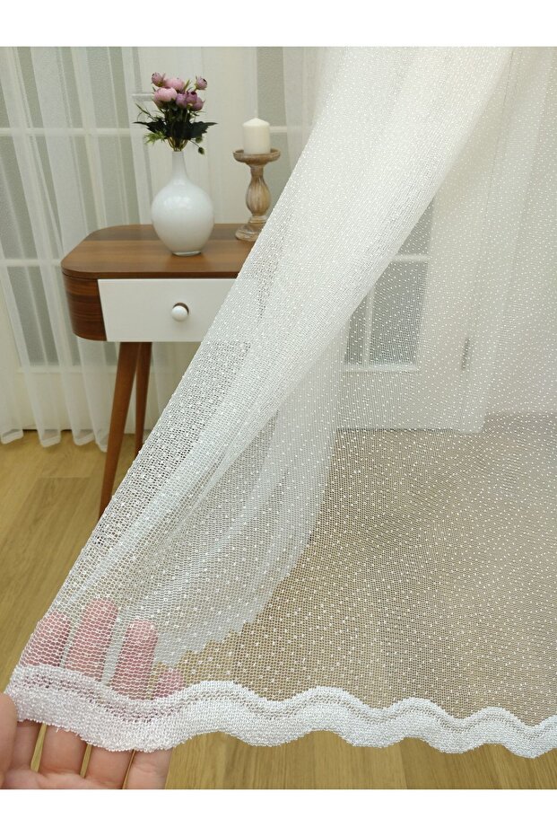 Skirt Patterned Lace Tulle Curtain, 100x250, Sparse Pleat, 1/2