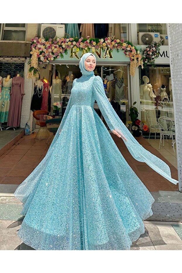 Mavi Tesettür Abiye - 1