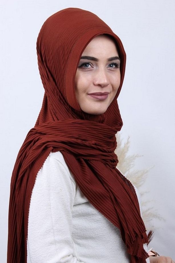 Kışlık Korunaklı Pliseli Hijab Pratik Hazır Şal - 2