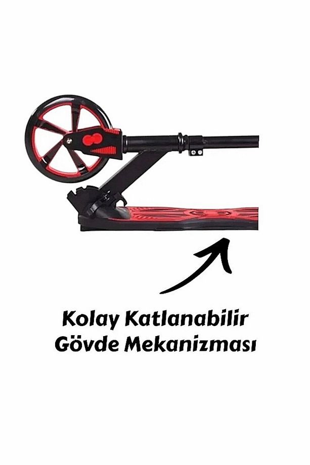Kaliteli Kırmızı Çocuk Scooter Katlanabilir 2 Teker (8 Yaş ve Üzeri) Max 100 Kadar Taşır - 3