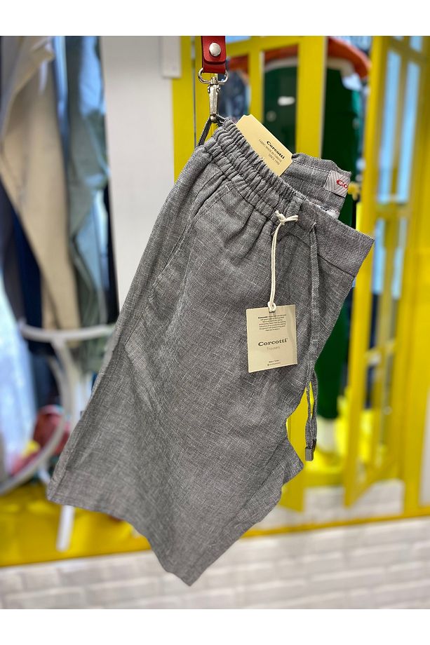 Keten Şort Belden Lastikli Casual Fit - 1