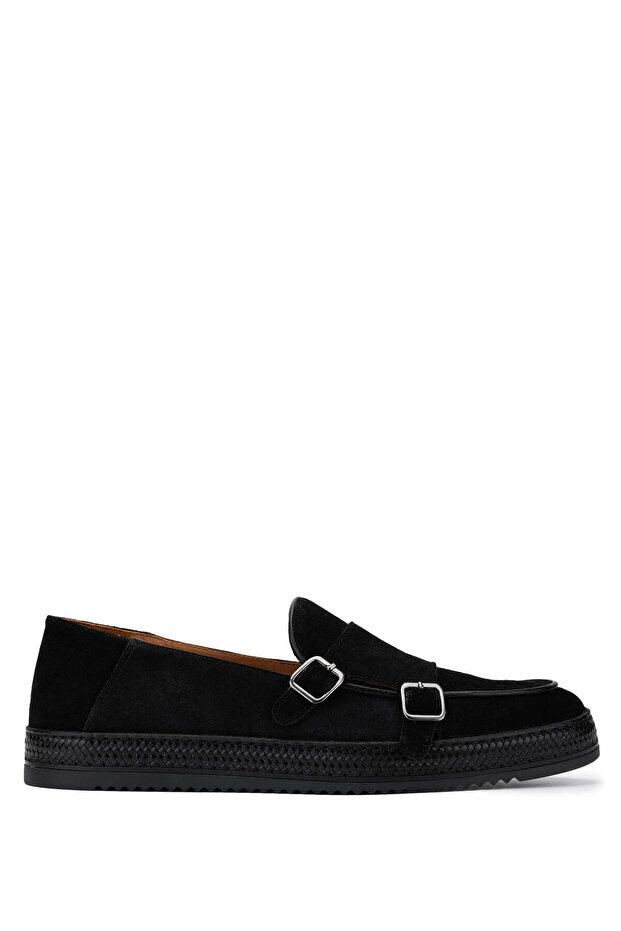 Men's Genuine Leather Black Suede Casual Shoes