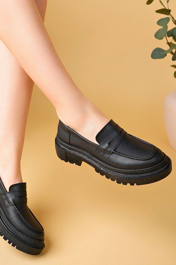 Ortopedik Taban Klasik Ayakkabı Kadın Kalın Taban Loafer Ayakkabı 12 - 1