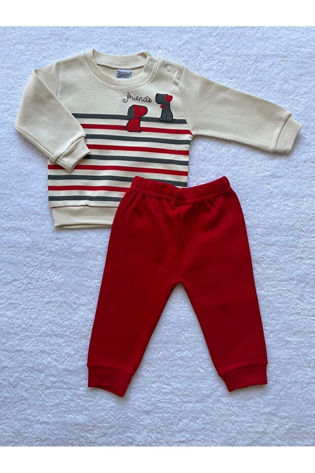Baby boy friends printed sweatshirt & sweatpants 2-piece set