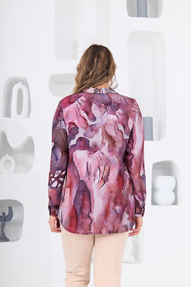 قميص بلوم منقوش مقاس كبير - 4