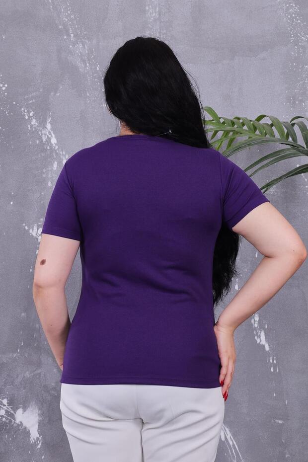 Plus Size Buttoned Front Cotton Basic Short Sleeve Blouse - 4