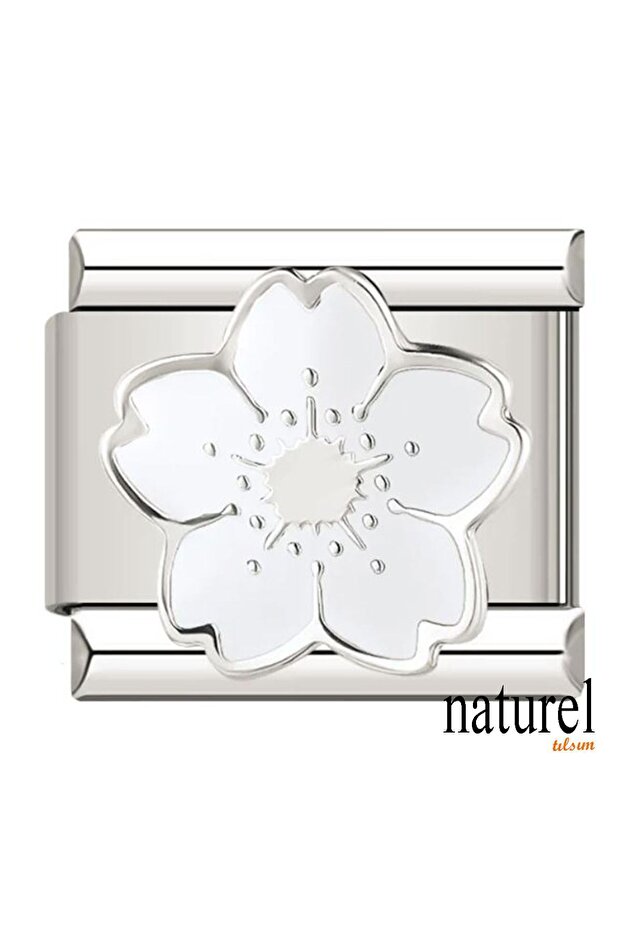 Italian Stainless Steel 9mm White Flower Charm