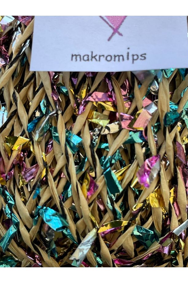Premıum Metalik Confeti Kâğıt Rafya Ip(50gr/m+-5)Simli Parlak Abiye Polyester Çanta Şapka Örgü ipi - 2