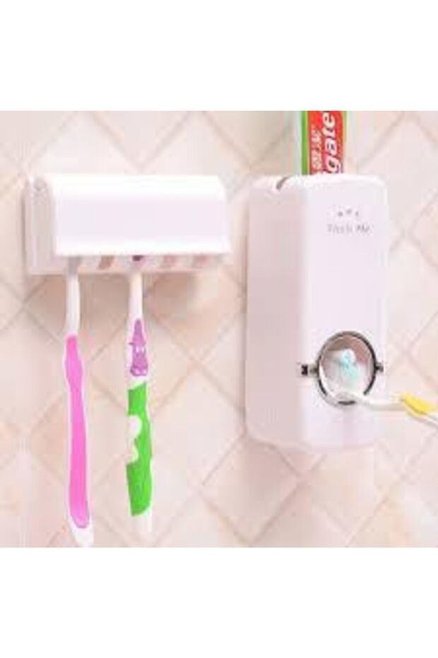 Toothpaste Squeezing Machine Brush Holder Paste Squeezer with 5 Brushes Bathroom - 2