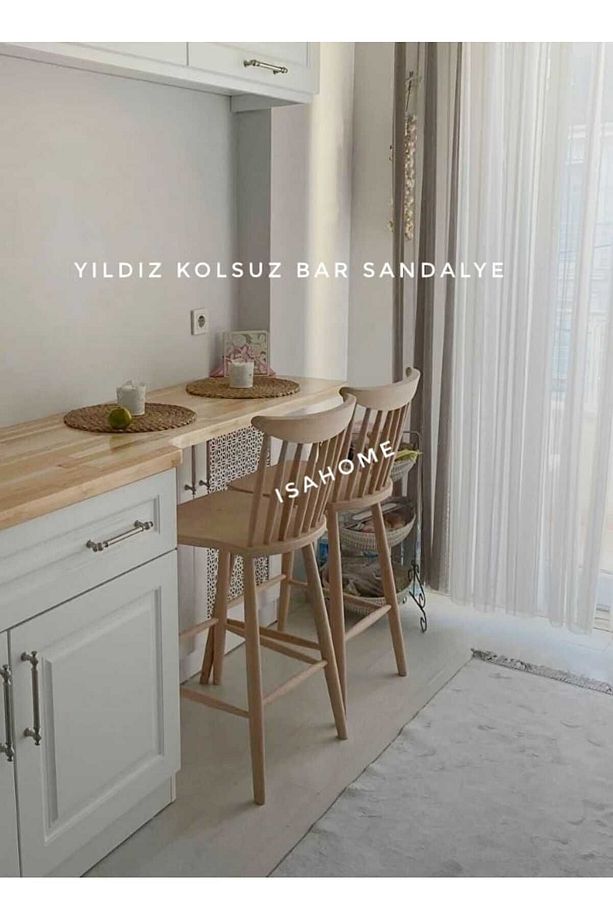 Kırlangıç Yıldız Bar Sandalye Ham Ahşap 1 ADET - 2