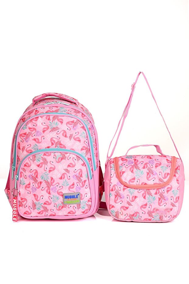 Mu-004 Flamingo School Backpack Set of 2 Pink