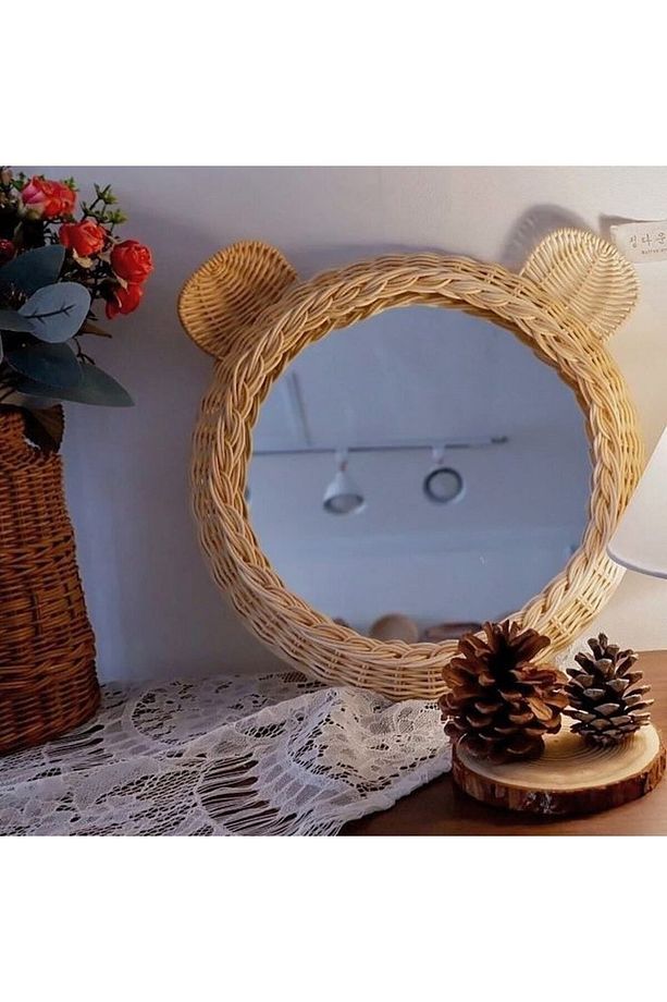 Rattan Bambu Hasır Ayıcık Ayna - 2