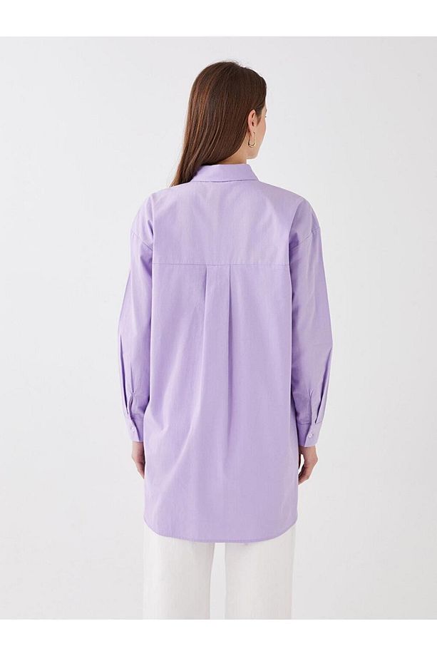 LCW Modest Düz Uzun Kollu Oversize Kadın Gömlek Tunik - 5