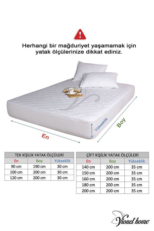 %100 Pamuklu | Kapitone Sıvı Geçirmez Yatak Alezi | Ful Kenar, Tek, Çift Kişilik Yatak Koruyucu Alez - 3