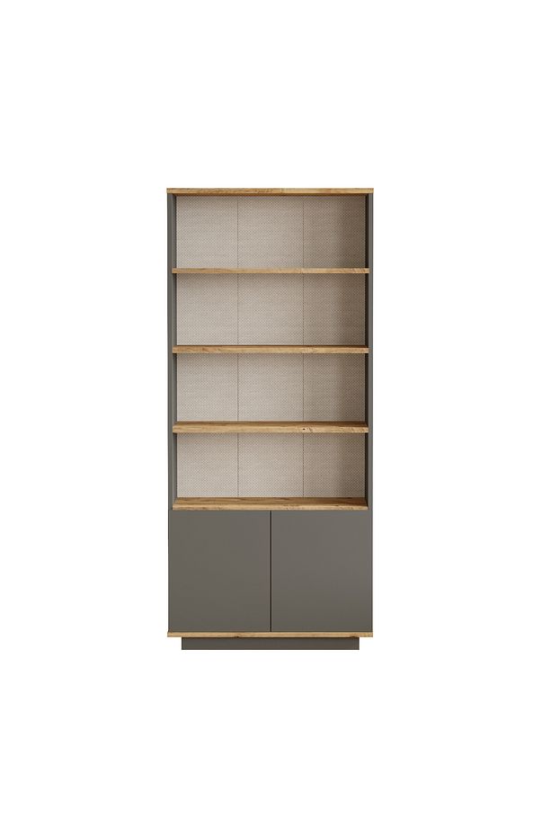Delphin Kitaplık Raf 2 Kapaklı Raflı 168cm Çam-Antrasit DLP16-AA - 3