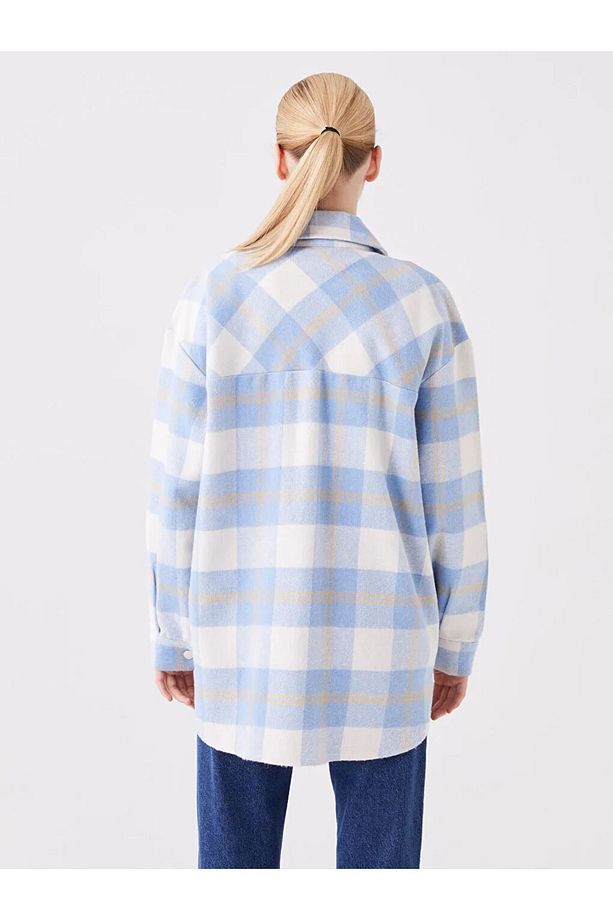 LCW Modest Ekose Uzun Kollu Oversize Kadın Oduncu Gömlek Ceket - 2