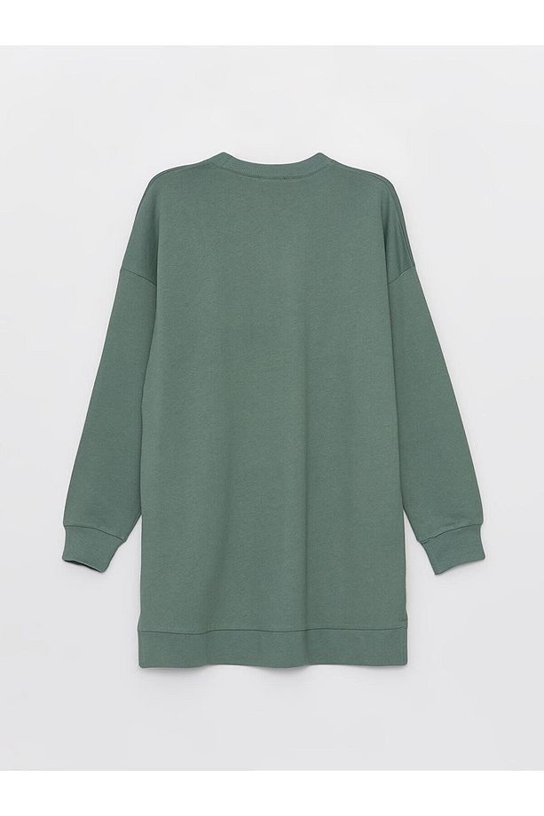LCW Modest Bisiklet Yaka Baskılı Uzun Kollu Oversize Kadın Sweatshirt Tunik - 7