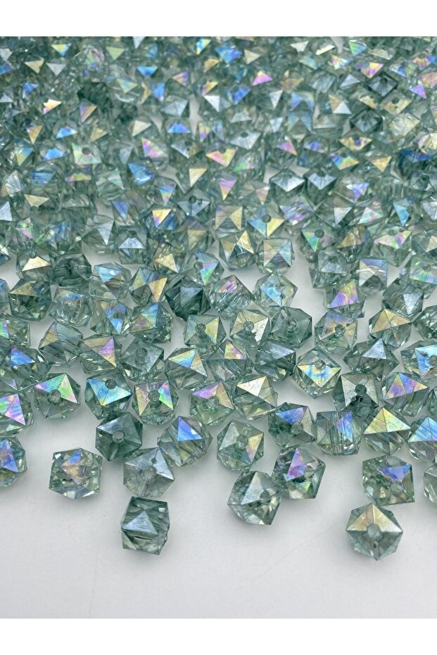 100Gr 10mm Janjanli Turquoise Cube, Cubic Model Acrylic Beads, Jewelry, Bag Beads (100Gr, ~180 Pieces)