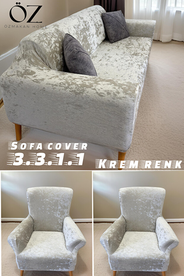 Velvet Sofa Cover Elastic Sofa Cover Set 3+3+1+1 Sofa Cover Is Stain-Resistant and Does Not Pill.