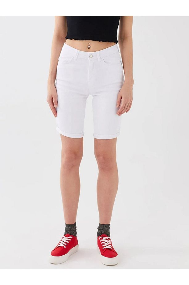 Normal Bel Standart Fit Kadın Jean Şort - 4