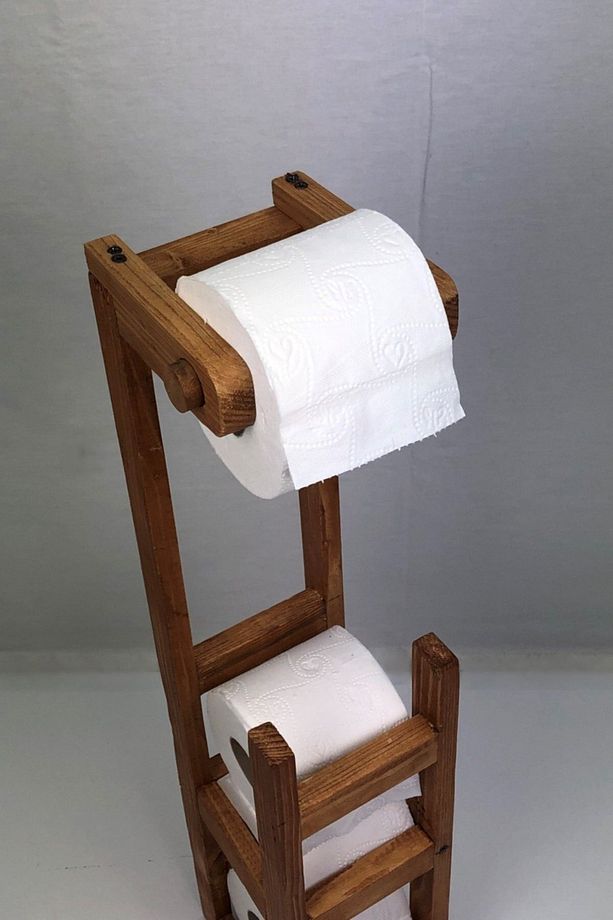 Banyo Ahşap Tuvalet Kağıtlığı Dekor Wc Kağıtlık Tuvalet Kağıdı Standı - 3