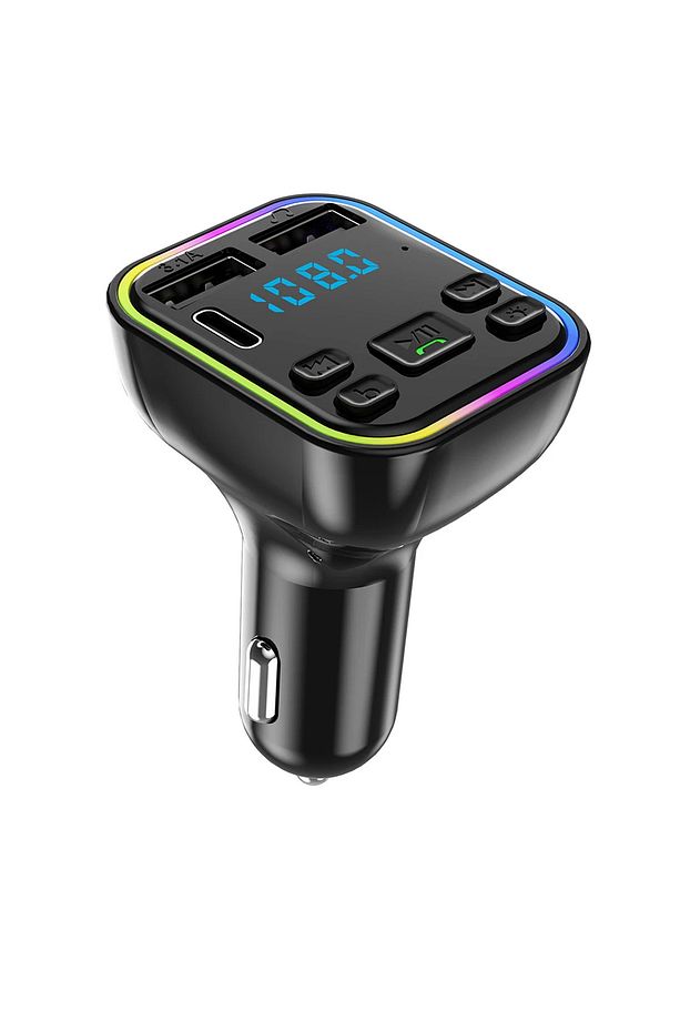 Araç Çakmaklık FM Radyo Player Fonksiyon Tuşlu USB Çıkışlı Şarjlı 12-24V Çıkışlı 7 Renkli FM Player - 1