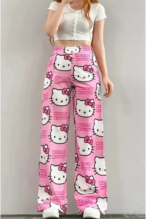 Hello Kitty Cat Bol Paça Eşofman Altı - 2