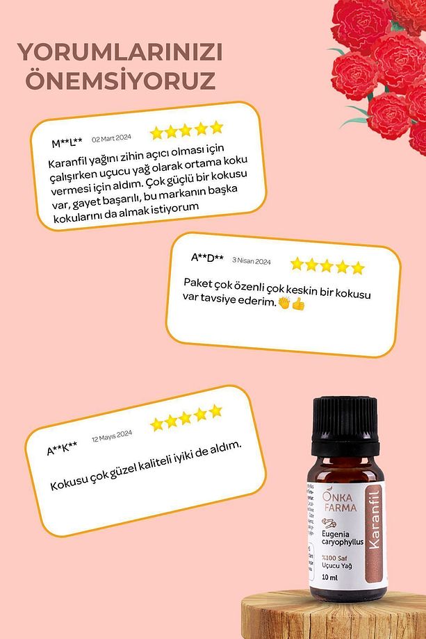 Onka Farma Karanfil Yağı - %100 Saf Karanfil Uçucu Yağı - 10 Ml - 7