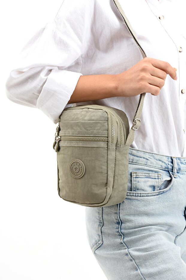 Crossbody Adjustable Shoulder Bag with Phone Compartment (Phone Holder) Taupe color (Model: 571-12-10A)