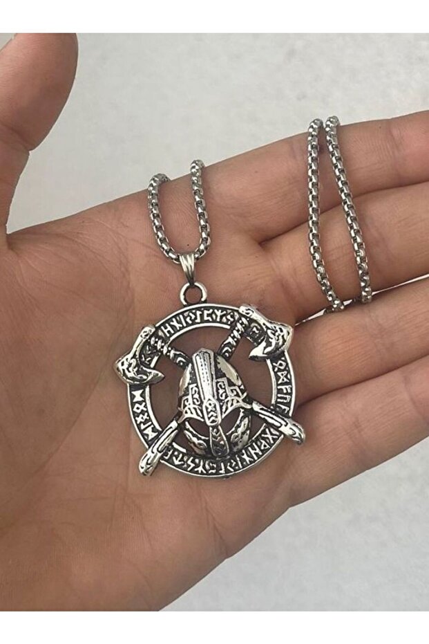 Scandinavian Spartan Warrior Amulet Axe Viking Necklace