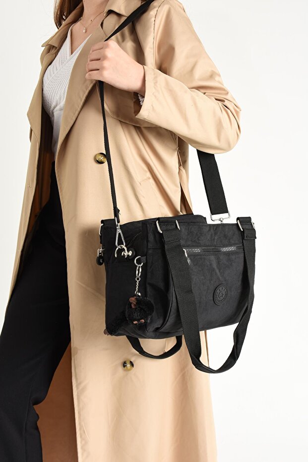 Ultra Light Waterproof Multi-Pocket Shoulder Bag Black (Model: 571-5F)