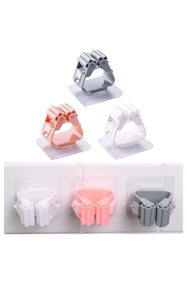 Practical Organizer - Adhesive Plastic Mop Holder, Cleaning Brush Vacuum Cleaner Holder AL4455