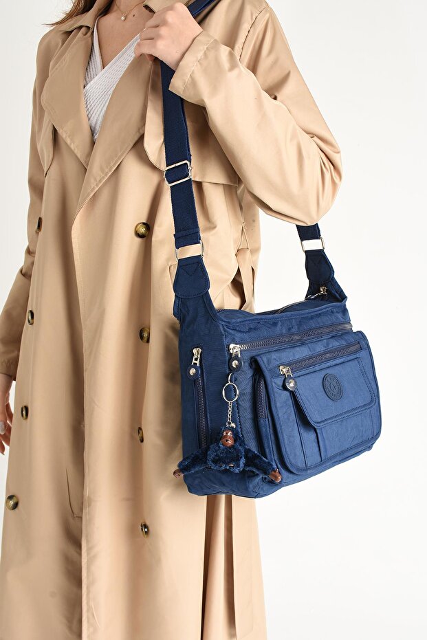 Ultra Lightweight Waterproof Multi Pocketed Shoulder Bag Blue (Model: 571-5D)
