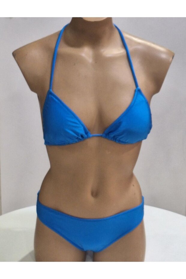 Women's Blue Triangle Bikini Set-36