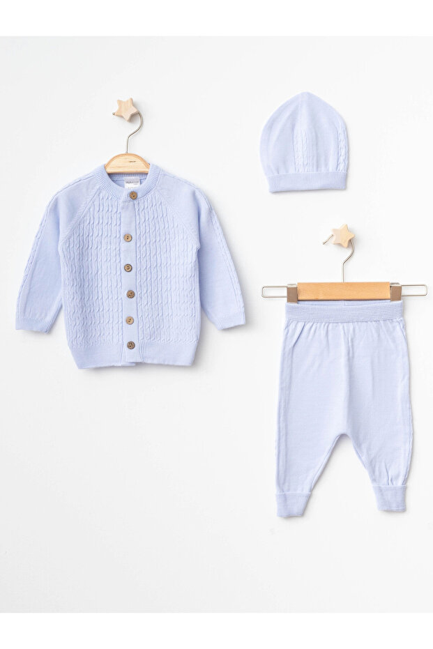 Self Patterned Baby Hat Knitwear Set 4031