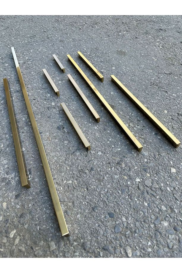 Şimşir L Profil Kulp 192mm (CİLALI MAT ALTIN) Tv Ünite Yatak Odası Konsol Mutfak Dolap Kapak Kulpu - 6