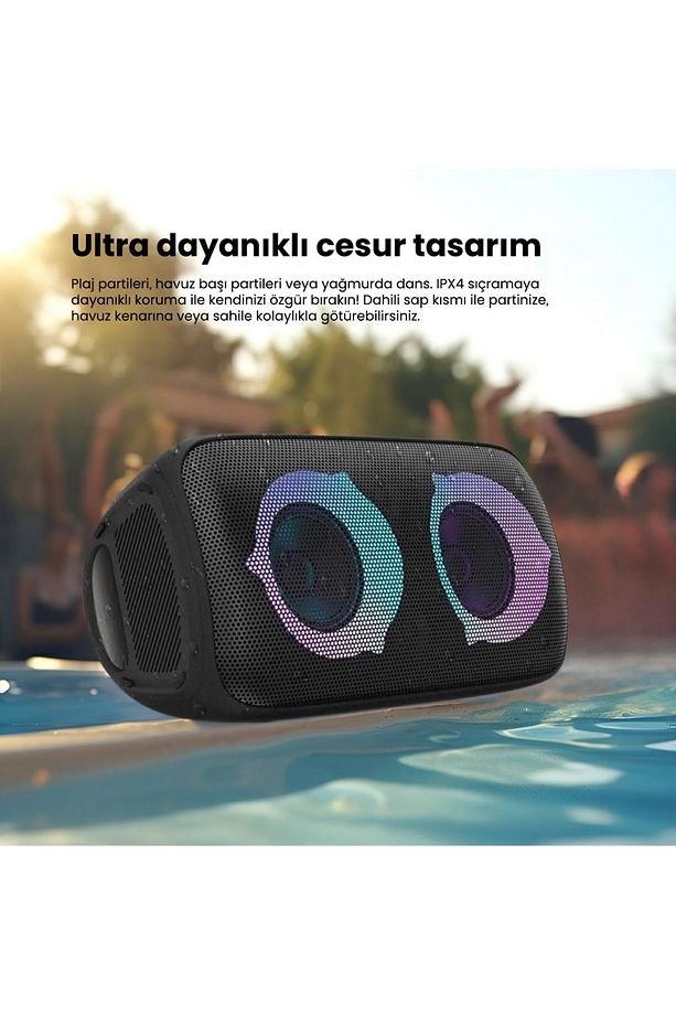 Soundparty Boom Plus 3000 Party Hoparlörü 80W Süper Bass Çift Mikrofonlu Tws Fonksiyon Rgb - 7