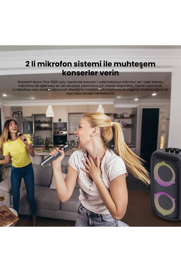 Soundparty Boom Plus 3000 Party Hoparlörü 80W Süper Bass Çift Mikrofonlu Tws Fonksiyon Rgb - 8