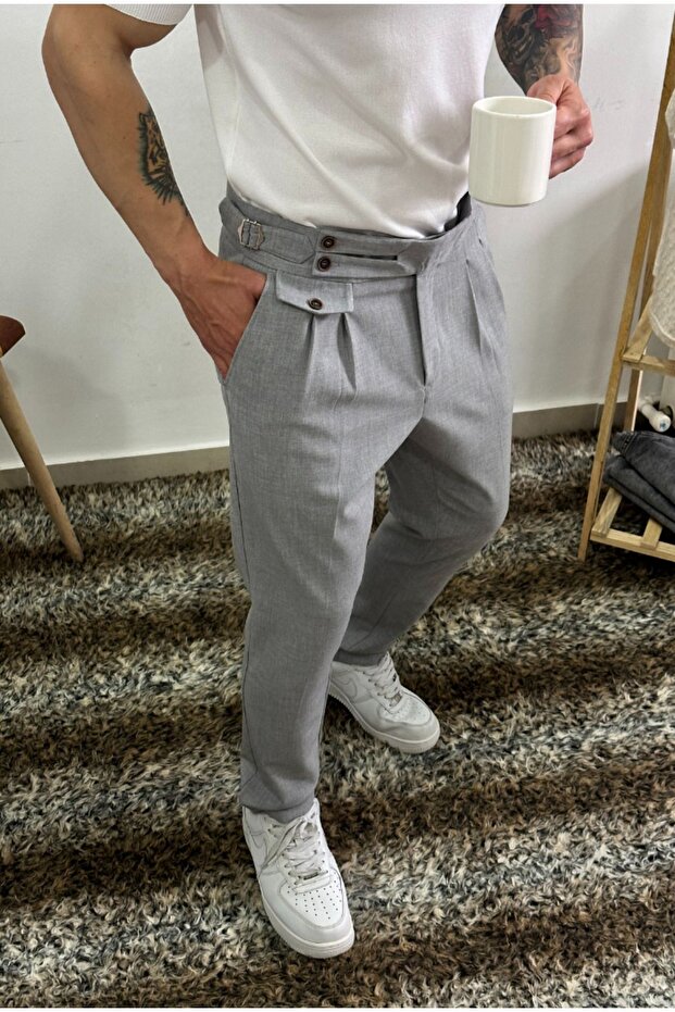 بنطلون قماش مطوي - 3