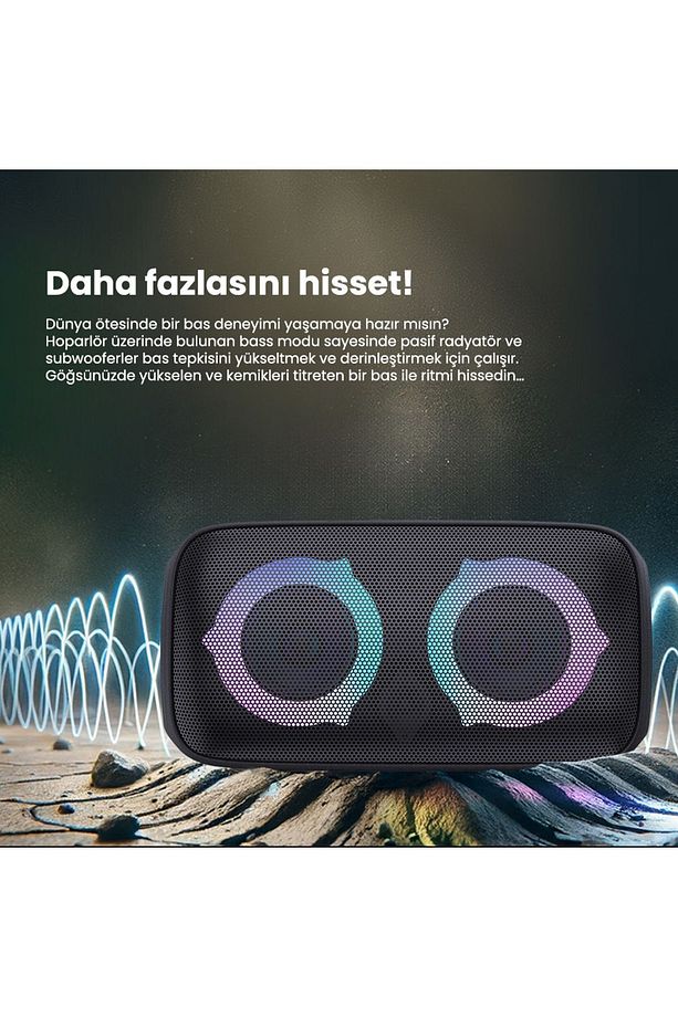 Soundparty Boom Plus 3000 Party Hoparlörü 80W Süper Bass Çift Mikrofonlu Tws Fonksiyon Rgb - 5
