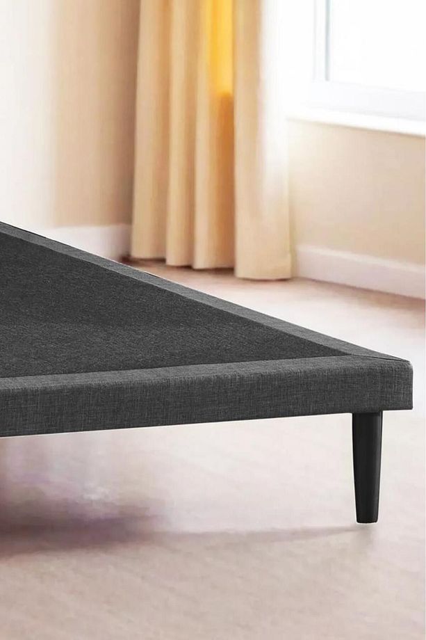 Niron Slim Baza Ve Başlık Takımı Tek Kişilik Koyu Gri Kumaş Kaplı Metal Karyola Ve Başlık Seti - 7