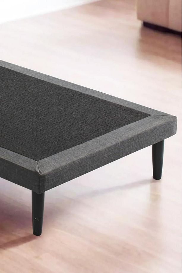 Niron Slim Baza Ve Başlık Takımı Tek Kişilik Koyu Gri Kumaş Kaplı Metal Karyola Ve Başlık Seti - 6